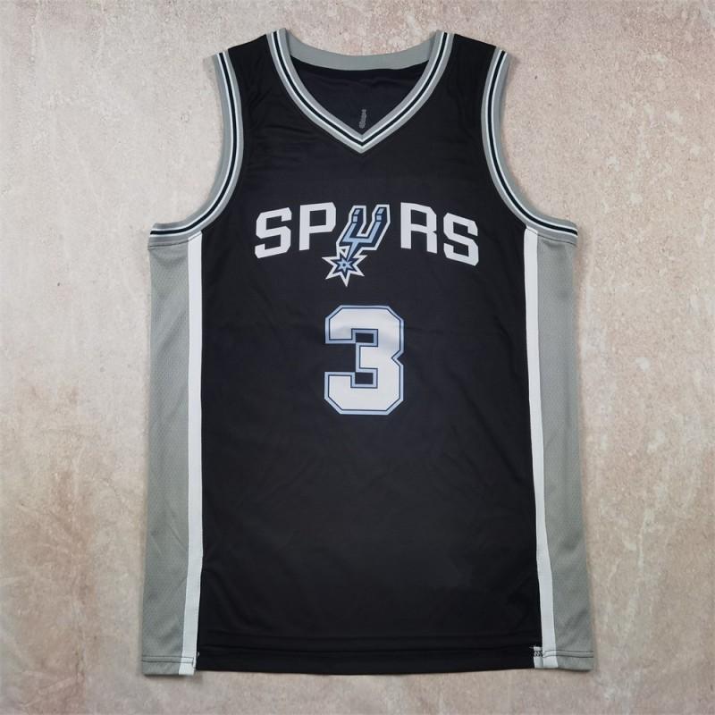 Mens Basketball Jersey Spurs 3 Black Sports Training Team Uniform Breathable Athletic Wear