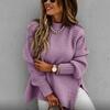 Autumn Winter Loose Long Sleeve Pullover Knitted Women Sweater Loose Casual Half Turtleneck Office Tops Female Solid Fashion Elegant Knitwear Clothing
