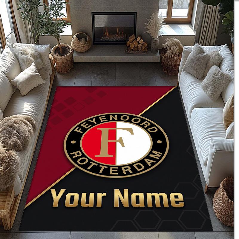 Feyenoord Printed Crystal Velvet Rug Non‑Slip Crystal Velvet Carpet For Sofa Bedroom Indoor Home Decoration