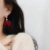 Бордовые Бархатные Серьги-Гвоздики с Жемчугом и Бантом Темперамент Их Девушка Знаменитость Новые Универсальные Легкие Роскошные Серьги