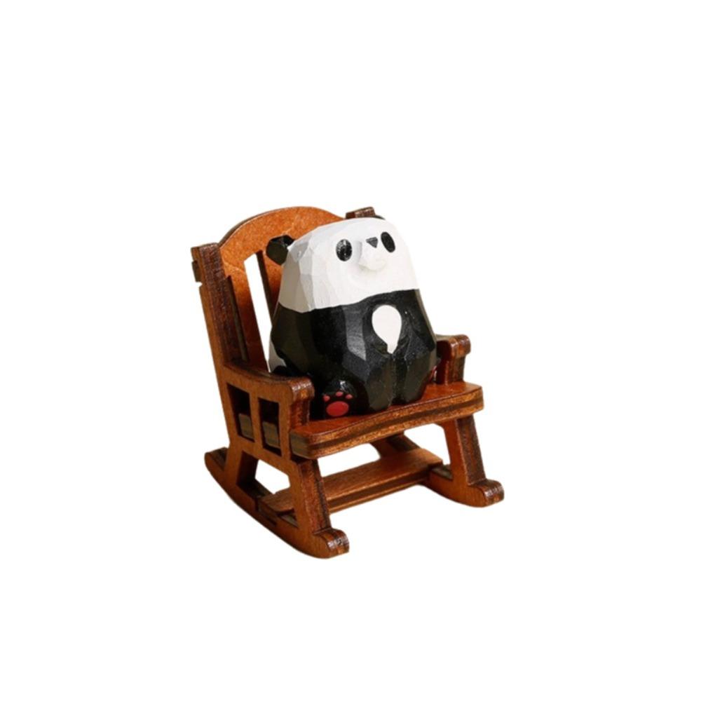 Wooden Rocking Chair Bear Models Solid Wood Polar Bear Crafts Photo Props