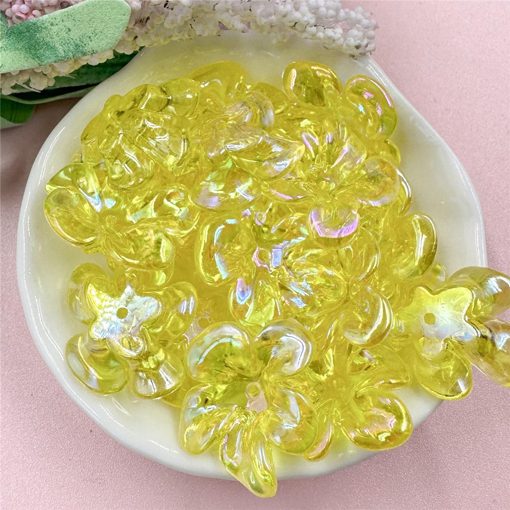 Hanmade Transparent DIY Handmade Materials 21.4*23.6mm Fashion Irregular Necklaces Jewelry Marking Acrylic UV Color Big Flower Beads 10pcs