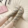 New Autumn and Winter Women Socks Floral Print Vintage Middle Tube Socks Japanese Fashion Harajuku Retro Sweet Girl Ruffle Socks