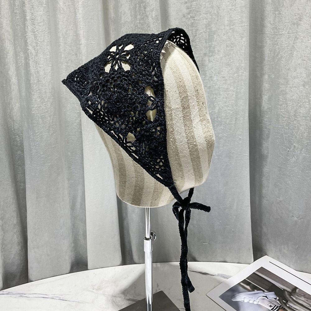 Crochet Floral Headband Ribbon Turban Triangular Scarf Fashion Bandana  Summer