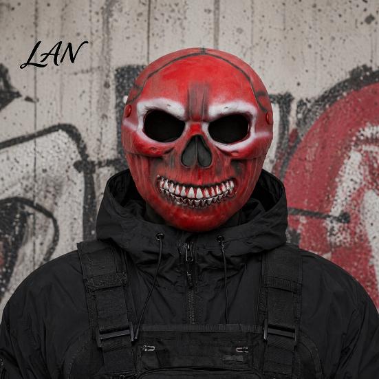 Elastic Halloween Face Mask Blood Skull Mask, Adjustable Strap Party Lightweight Spooky Headgear PU Foam Horror for Cosplay Decoration Full