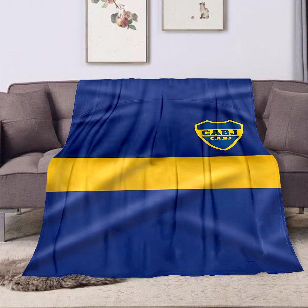 Blue Blanket with CABJ Logo Design Patterned flannel blanket perfect for the bedroom living room, sofa, or a little nap