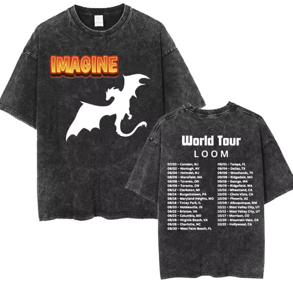 Imagine Dragons Группа Loom Tour Новый Альбом Футболки Мужские Женские Мода Хип-Хоп Стиль Ретро Стиранная Футболка Свободная Короткий Рукав