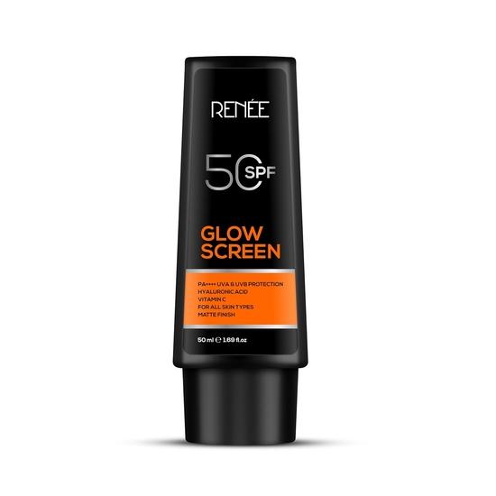 Солнцезащитный крем RENEE Glowscreen SPF 50 - 50 мл, PA++++ Защита от UVA и UVB, обогащен гиалуроновой кислотой и витамином C, максимальная защита кожи