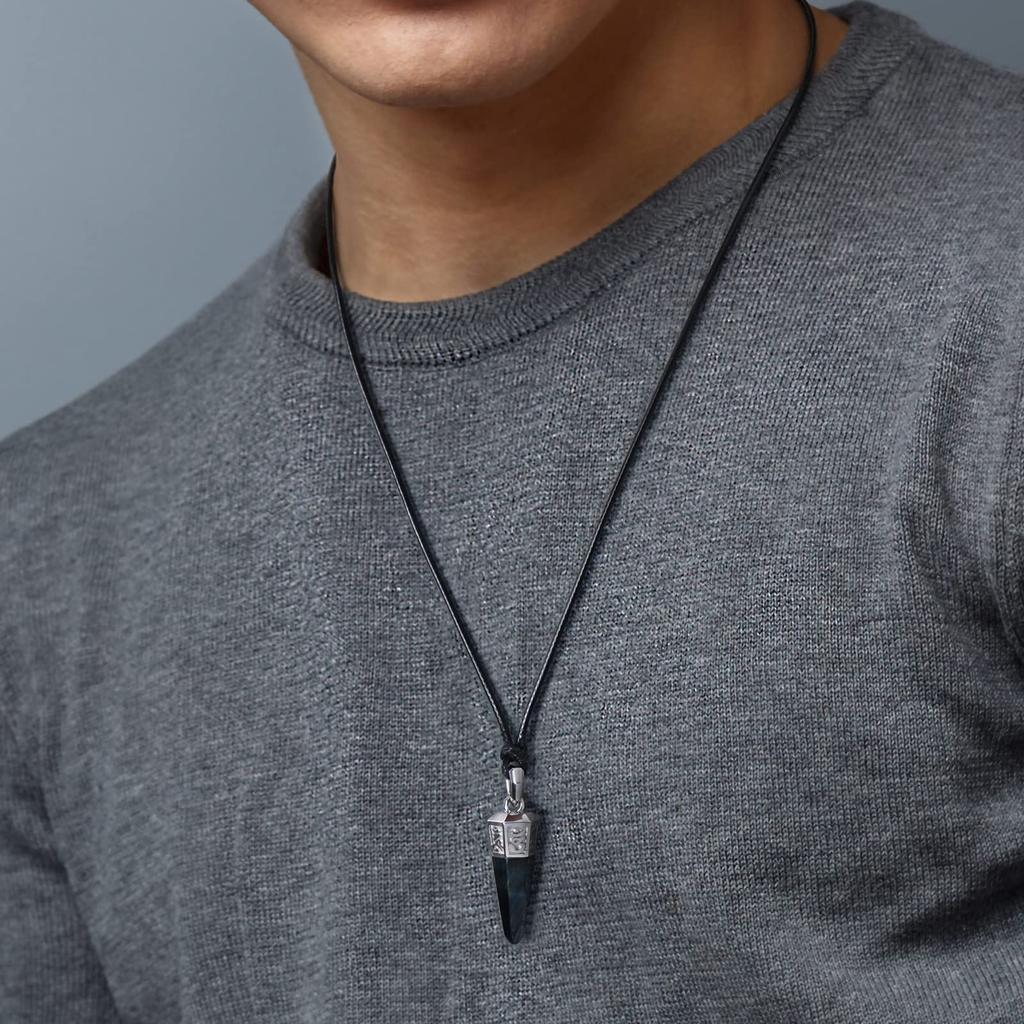 Jewelry Pendant Necklace Adjustable Rope and Hawk Eye [AWNL] Men's
