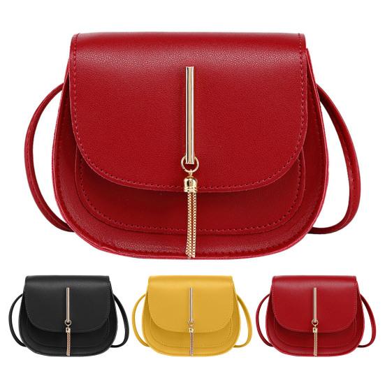 Женская сумка на одно плечо с металлическими кисточками из искусственной кожи, тонкий ремешок, сплошной цвет, портативный подарок на день рождения, прямоугольная женская сумка через плечо для мобильного телефона