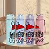 1PC Merry Christmas Santa Hat Graphic,750ml Color Plastic Sports Water Bottle,Leakproof Flip Straw Lid,Suitable for Sports Office Home Use