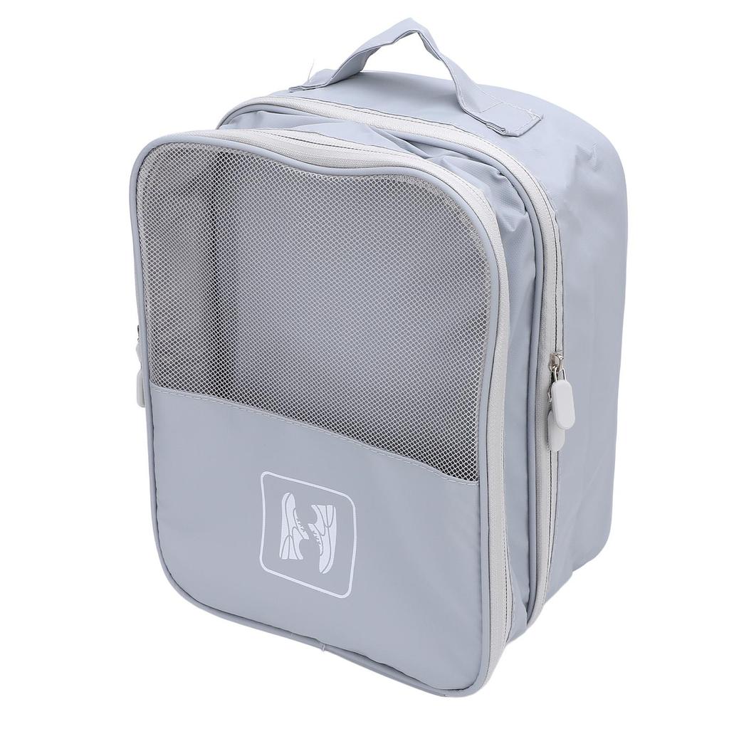 Gray Travel Shoe Bag 3 Layers Holds 3 Pairs of Shoes Dust Resistant Portable Organizer for Suitcase Shoe Storage