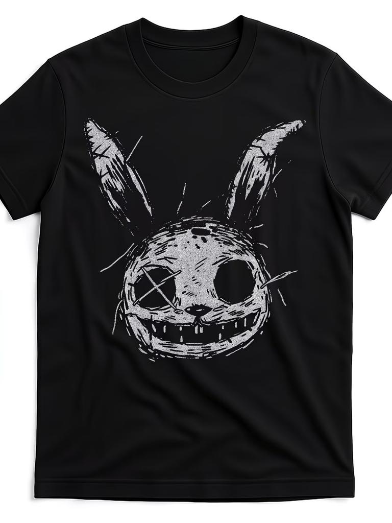 Streetwear Cartoon Anime Horror Rabbit Print Design Graphic Men's and Women T Shirt Tee Oversize Casual Y2K Harajuku Vintage