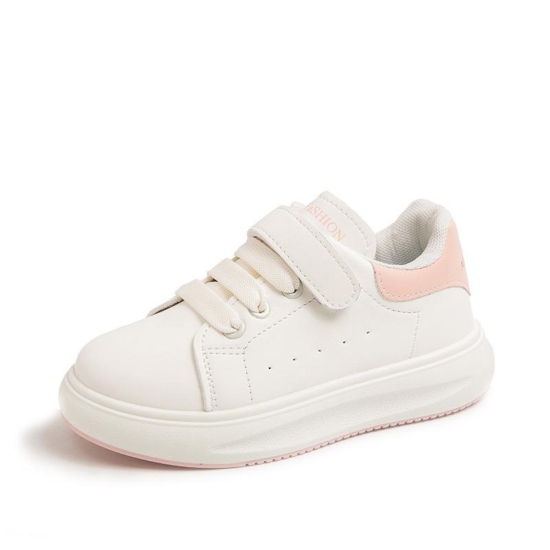 Повседневная детская обувь для девочек, осенняя кожаная обувь для мальчиков, новые детские туфли на липучках белого цвета