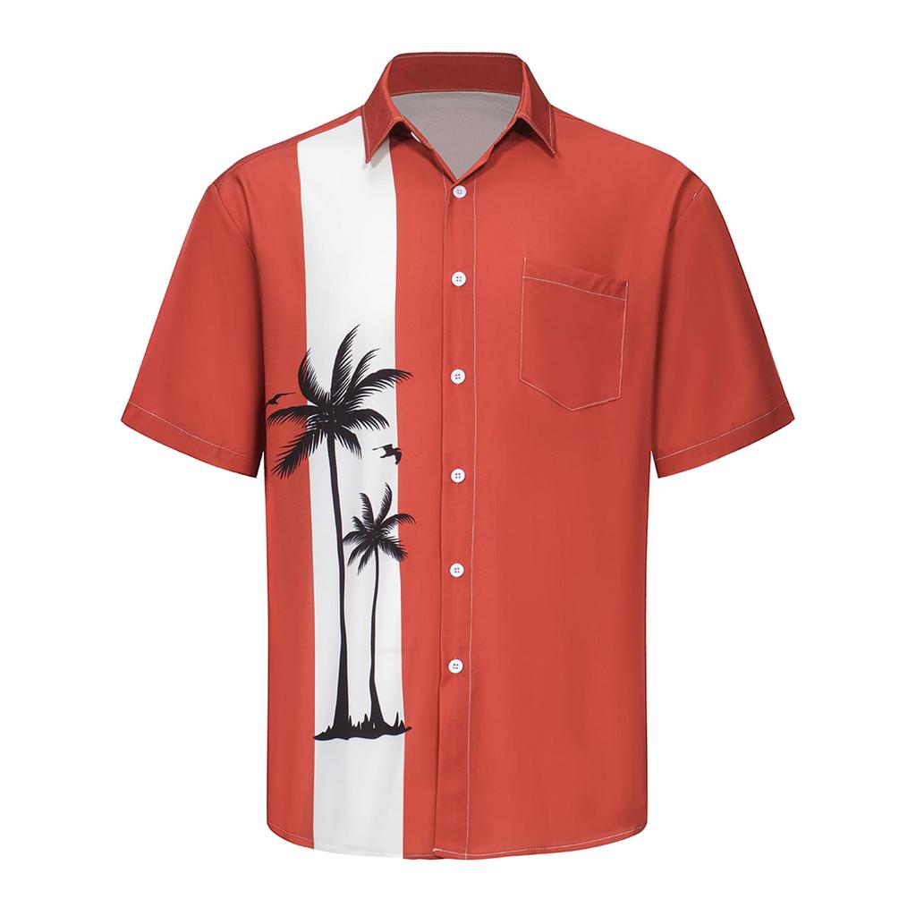 Hawaiian Shirt For Men, Men's Vintage Button Down Bowling Shirts Short Sleeve Summer Beach Shirt