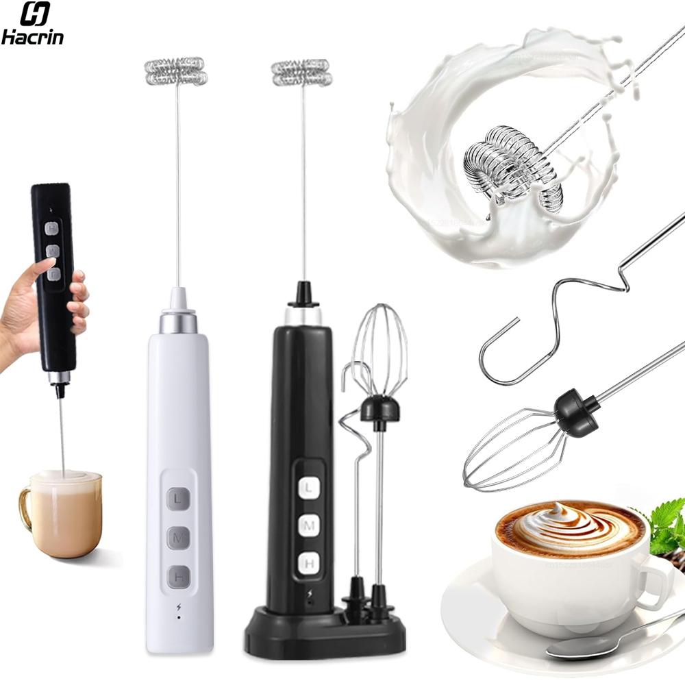 Electric Milk Frother Milk Foam Machine Handheld Milk Foamer Rechargeable Milk Beater Whisk Mixer for Cappuccino Coffee Cream