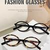 Two-piece Suit Leopard-print Oval Retro Glasses Frame Can Be Equipped with A Degree-proof Blue Face Flat Mirror.