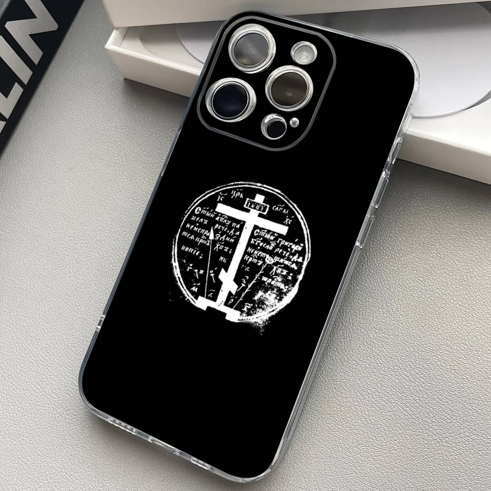 Orthdox Cross Icon Transparent Back Phone Case For iPhone 17 16 15 13 12 11 14 Pro Max Mini Plus Silicone Bumper