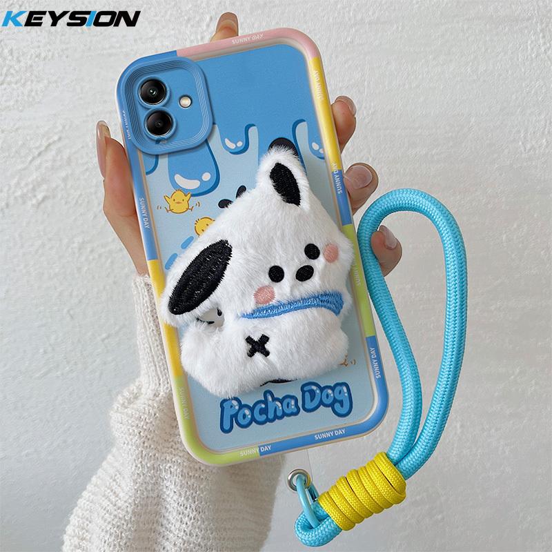 KEYSION Милый 3D мультяшный плюшевый чехол для Samsung A06 4G A05 A04 со шнурком Мягкий силиконовый противоударный чехол для телефона Galaxy A06
