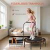Fitness Trampoline with Adjustable Handrail, Sports Trampoline for Indoor and Outdoor Use, Steel, Plastic, Orange