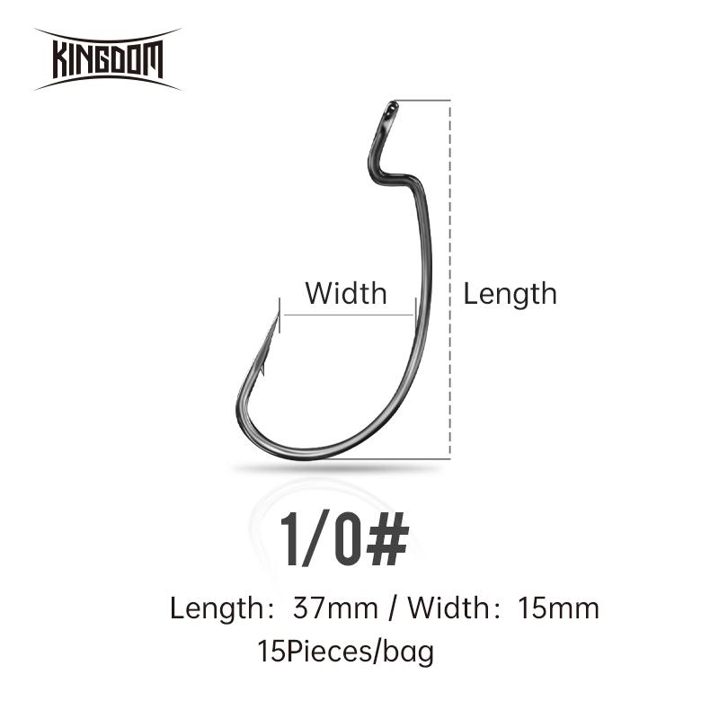 Kingdom Crank Fishhooks High Carbon Steel Wide Super Lock Fishing Hook 2/0# 1/0# 1# 2# 4# 6# Barbed Hooks