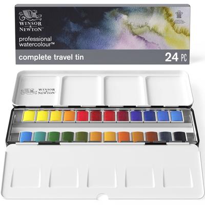 Акварельные краски Winsor Newton Professional Watercolor Complete Travel Metal Box Set Half Pan 24 Colors Set 18809553 &