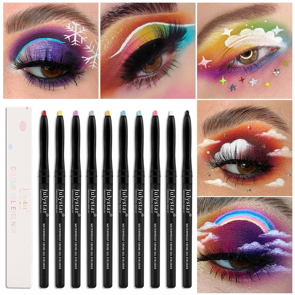 Julystar Color Eyeliner Gel Pen Ultra-fine Eyeliner Waterproof, Oil-proof, Non-smudge-proof, Long-lasting Eyeliner