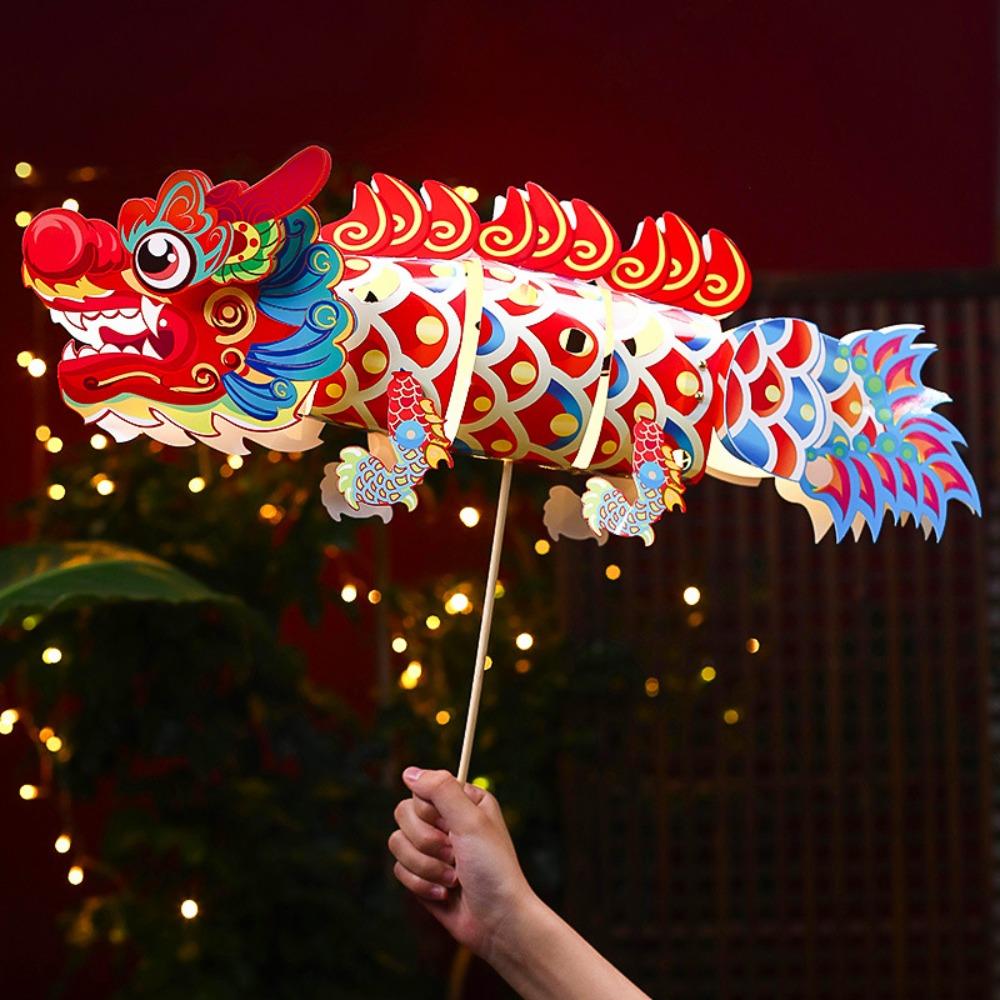 Colorful Dragon Dance Lantern Handmade Parent Child Toy Lantern  Mid-autumn Festival
