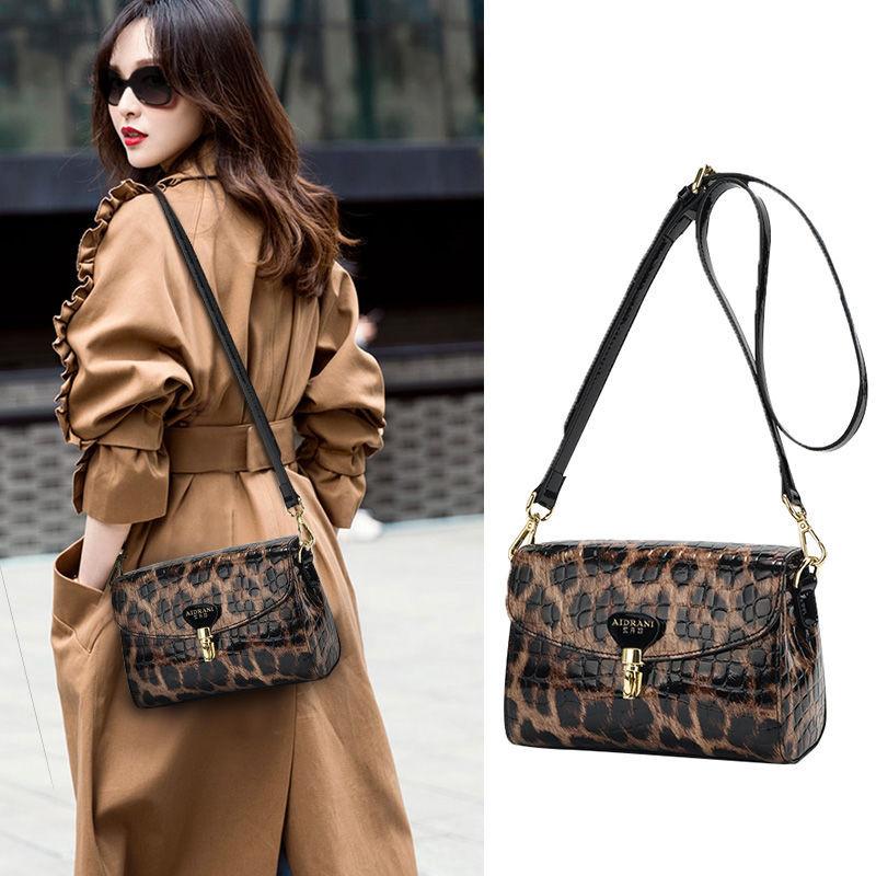 Spring and Summer Genuine Leather Women's Bag Fashionable Leopard Print One-shoulder Crossbody Bag Fashionable Small Bag