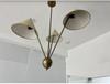 Подвесной светильник с 3 тканевыми абажурами, стиль Mid Century Modern, сырая латунь, люстра-спутник