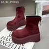 Женские зимние ботильоны на платформе из замши на высоком каблуке, женская обувь 2025 года, трендовая зимняя обувь в стиле готики, панка, гладиатора, мотоцикла, ботинки для женщин