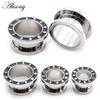 Alisouy 2PCS нержавеющая сталь Eclipse Of The Moon эмалированные ушные калибры туннельный штекер расширитель растяжитель серьги пирсинг украшения для тела