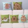 Милый мультяшный чехол для подушки с капибарой, наволочка, обивка, диванная подушка, домашний декор, наволочка
