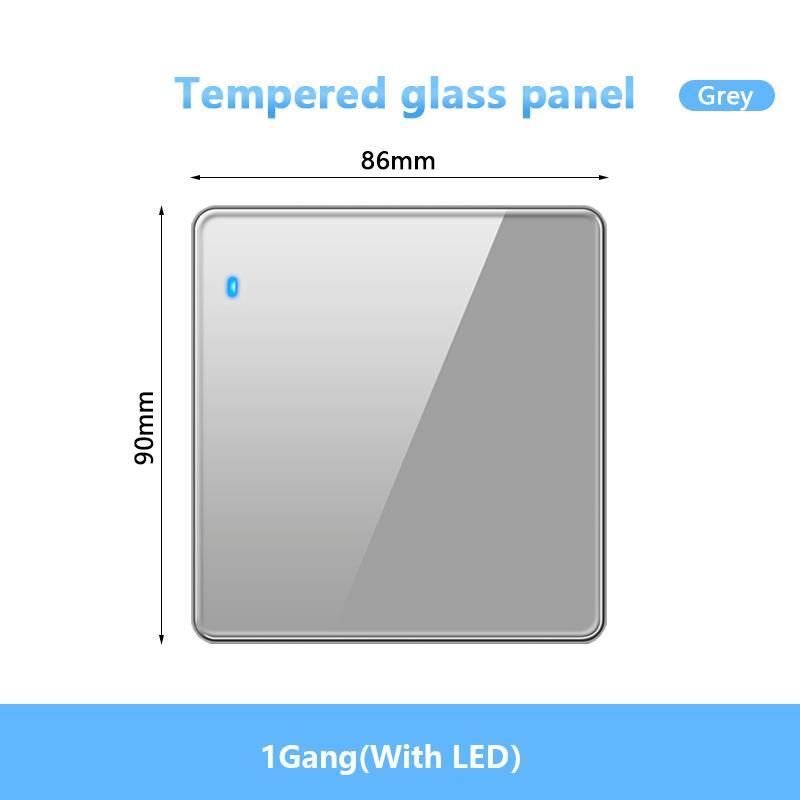 Universal Wall LED Light 1/2Way Switch 16A Black/White Tempered Glass Panel ON OFF Power Push Button Rocker Switch 1/2/3/4 Gang