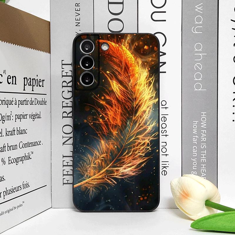 Роскошный чехол для телефона с узором «Перо Феникса и Пламя» для Samsung Galaxy A56 A14 A55 A16 A54 A36 A53 A52 A51 A50 A15 A22 5G Мягкий чехол