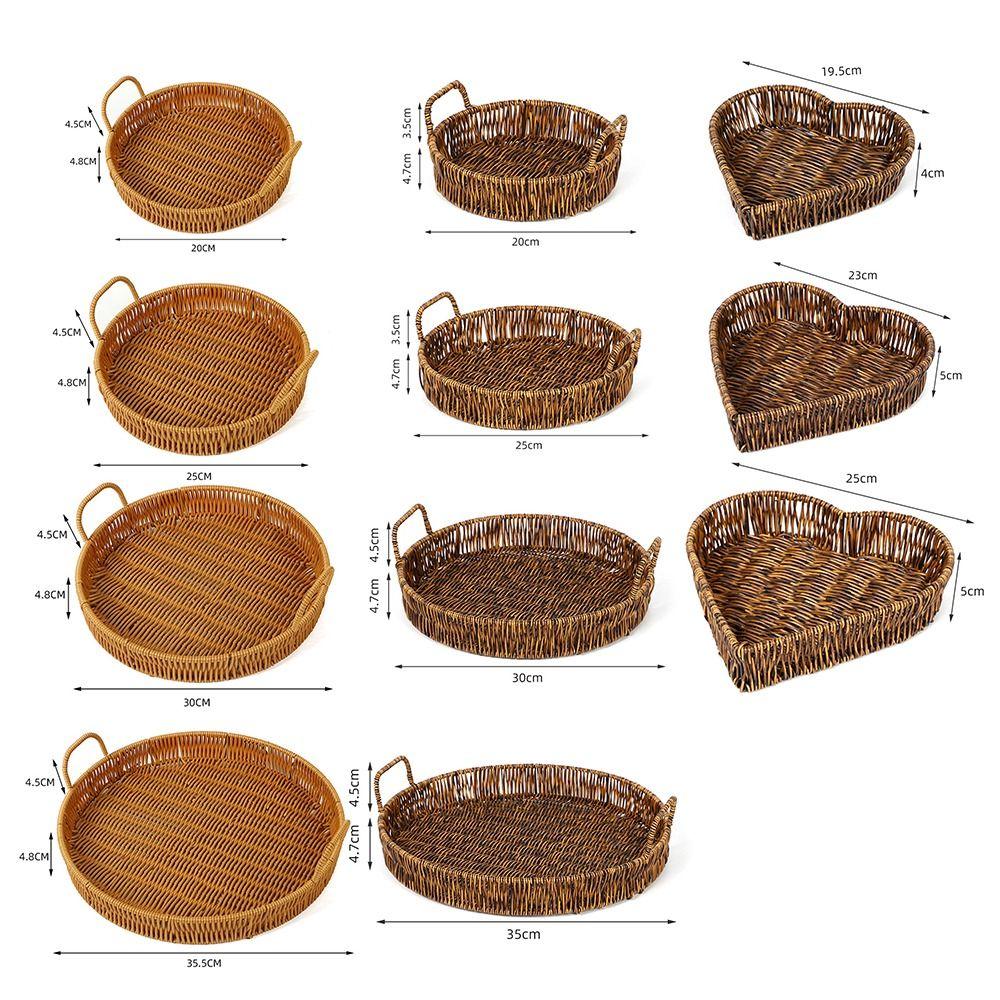 1 шт., плетеный поднос для хранения фруктов, овощей, тортов, круглая форма, пластиковая корзина из ротанговых нитей