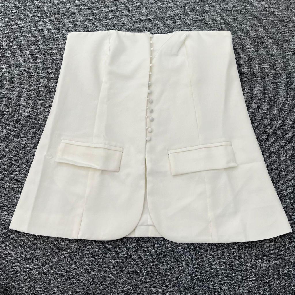 2024 Женский приталенный жилет без бретелей, подчеркивающий талию, с простыми пуговицами в ряд для осени/зимы