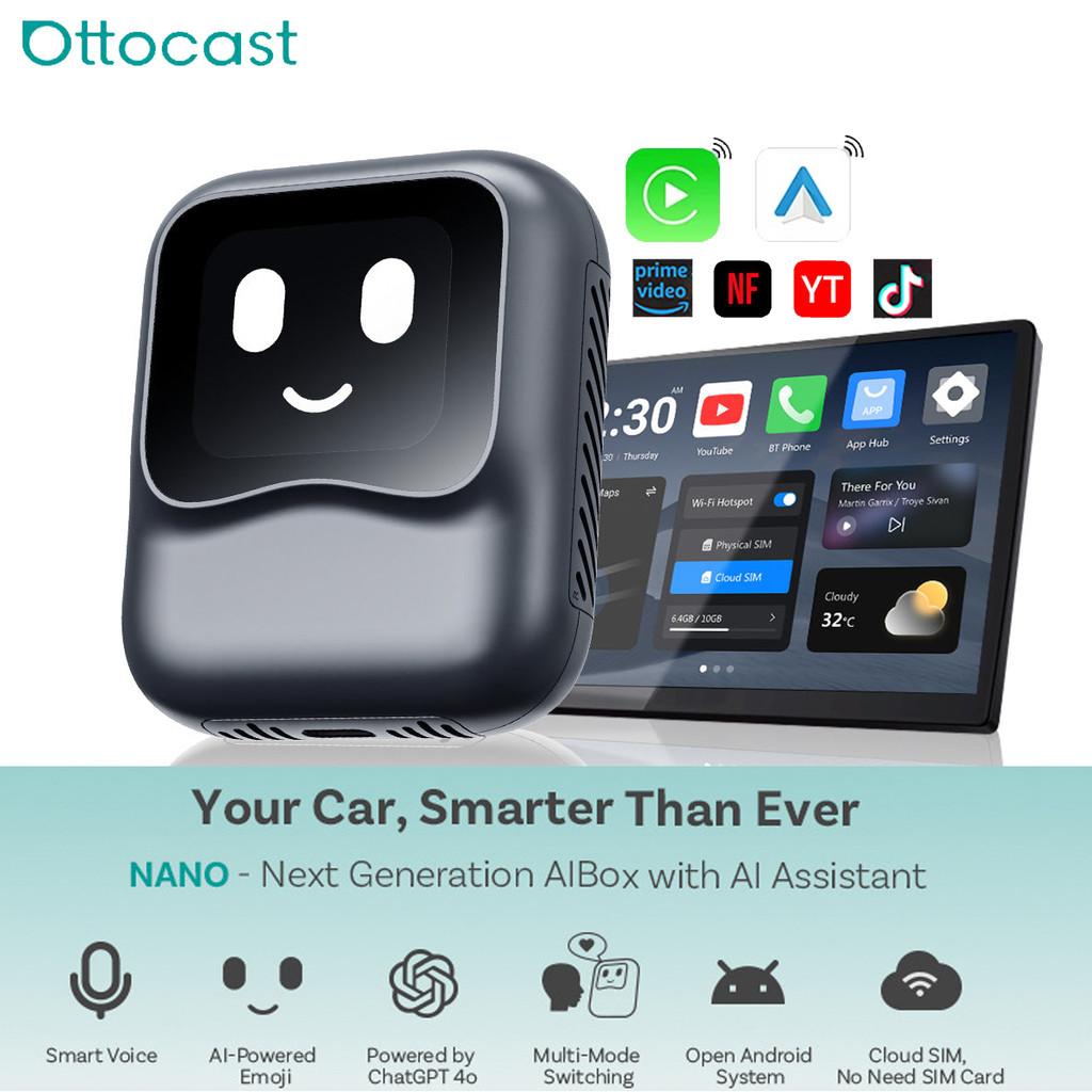 OTTOCAST Nano AI BOX Беспроводной адаптер Carplay Android Auto Android 13 QCM6225 8+128GB Голосовое управление Видеобокс