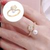 Freshwater Pearl Ring Copper Inlaid Zircon Women's Jewelry Adjustable