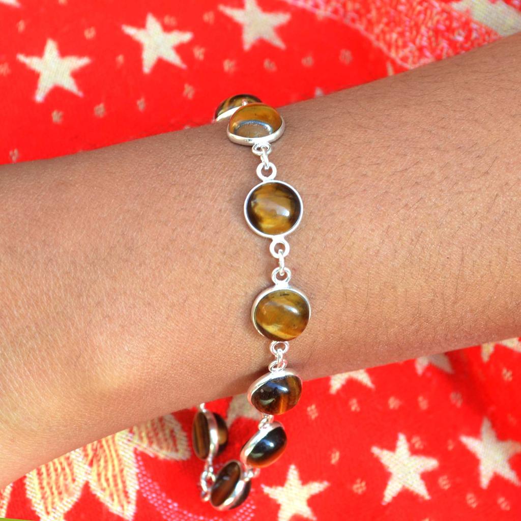 Тигровый глаз стерлингового серебра 925 пробы женский браслет ручной работы браслет ювелирные изделия, тигровый глаз овальный мужской браслет