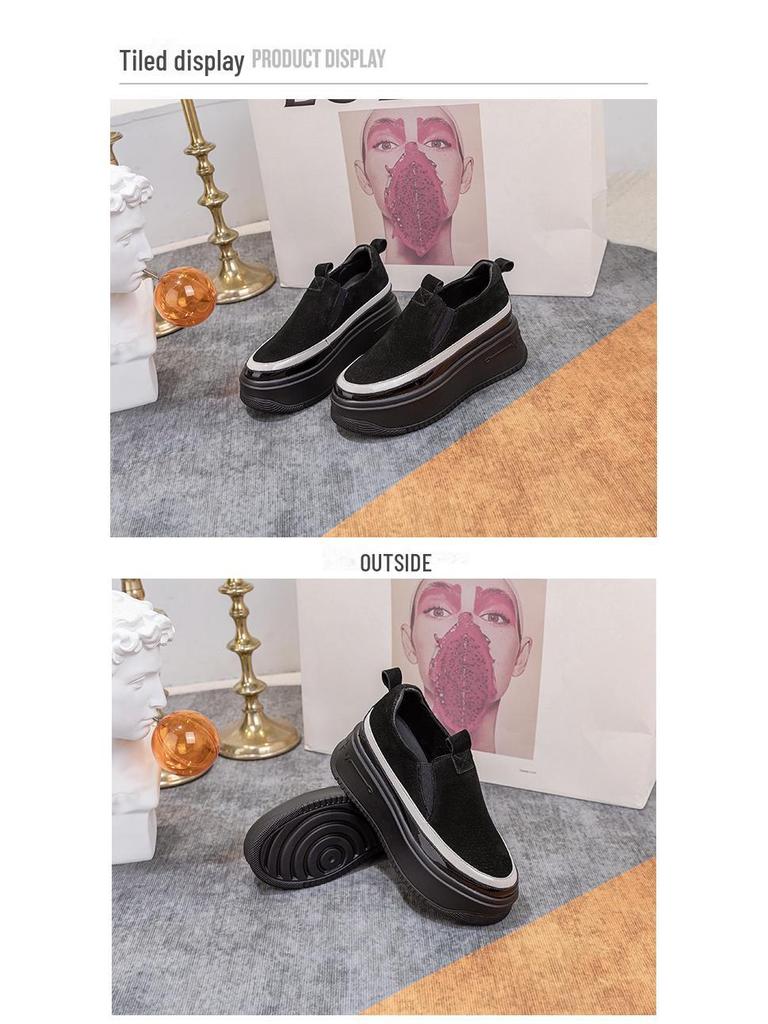 Женские туфли-слипоны на толстой подошве на британской платформе весна/осень 2024 г.