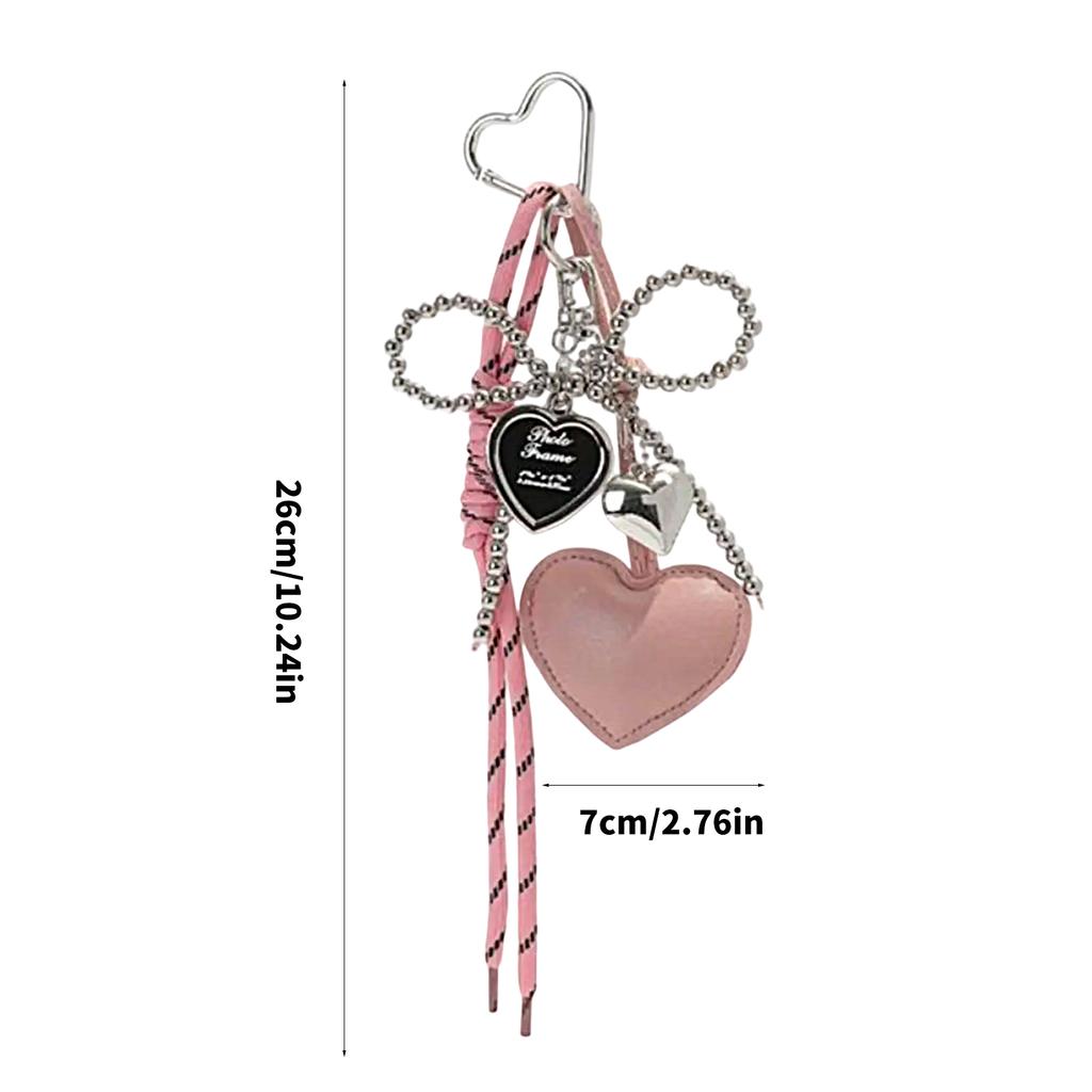 Стильный брелок-бантик с подвеской в виде сердца из искусственной кожи, плетеный шнурок для ключей, аксессуар для студентов и повседневного использования
