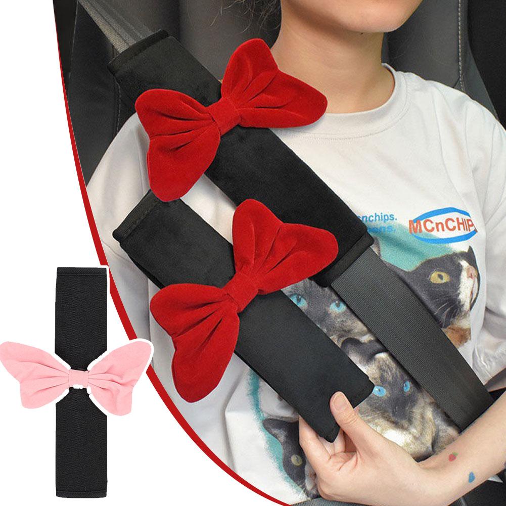 Car Seat Belt Cover Portable Car Interior Trim Supplies Cute Belt Bow Cover Utility Shoulder Se F7B1