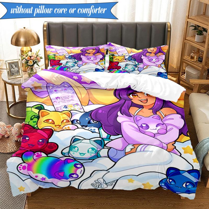 Purple Powerhouse 3pcs K-pop music group Bedding set,Ideal for Bedroom, Dormitory,Including Duvet Cover And 2pcs Pillowcases,Fan gifts