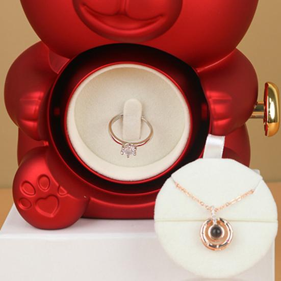 Подарочная коробка с консервированным медведем-обнимашкой и сумочкой, вечный цветок, вращающийся держатель для украшений в виде медведя для женщин на День святого Валентина