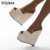 New Summer Outdoor Fashion Peep Toe Platform Wedge Heel Slippers High Quality PU Leather Shoes Woman Sexy Sandals