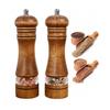 2-Pack 6.5-Inch Wooden Salt and Pepper Grinders with Adjustable Ceramic Core and Visible Window for Kitchen Use