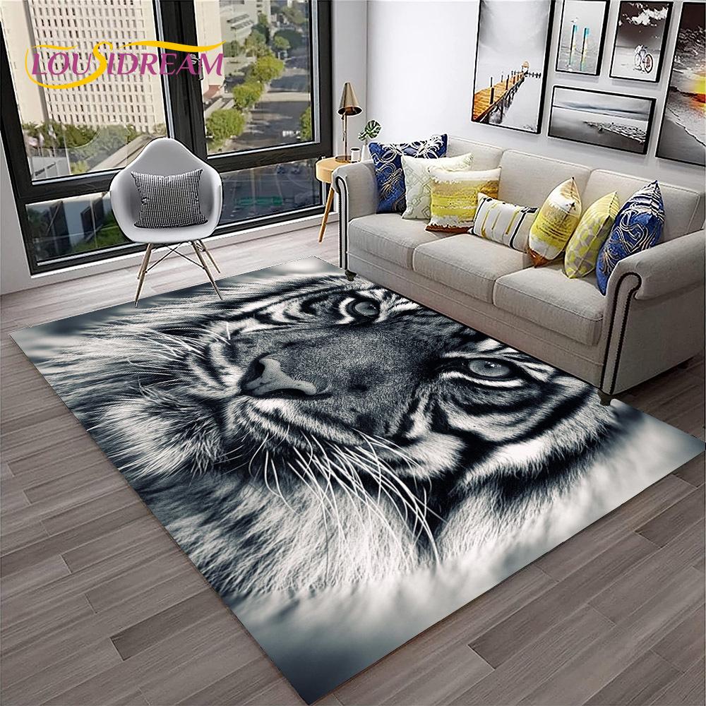 3D мультфильм Dream Tiger Animal Beast Ковер Ковер для дома Гостиная Спальня Диван Коврик Декор, Детский коврик Нескользящий напольный коврик