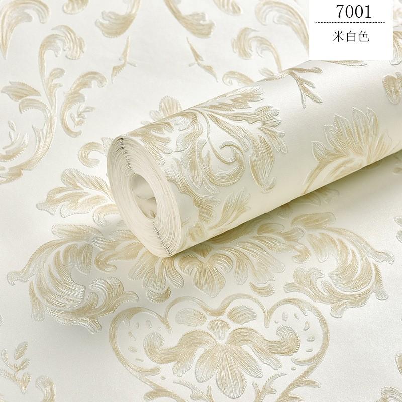 Self-Adhesive 3D Embossed Non-Woven Wallpaper Living Room Bedroom Accent Wall Decor European Style