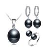 Real Wedding Black Freshwater Pearl Jewelry Set Women,natural Pearl Sets 925 Silver Necklace Earring Anniversary Gift